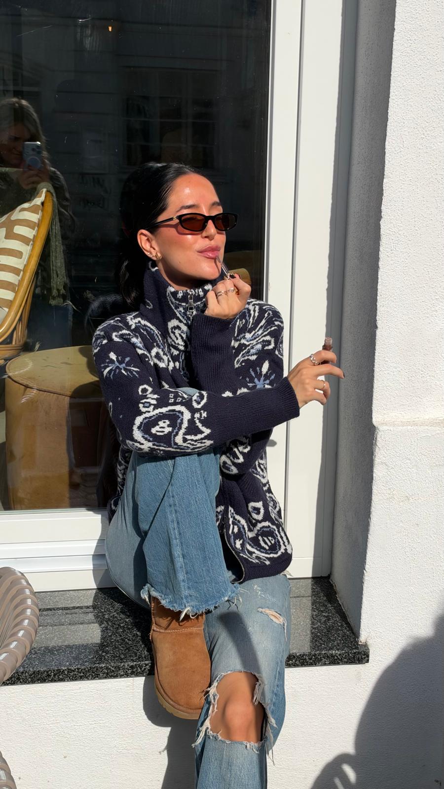 Bandana Strickjacke - LOU blau