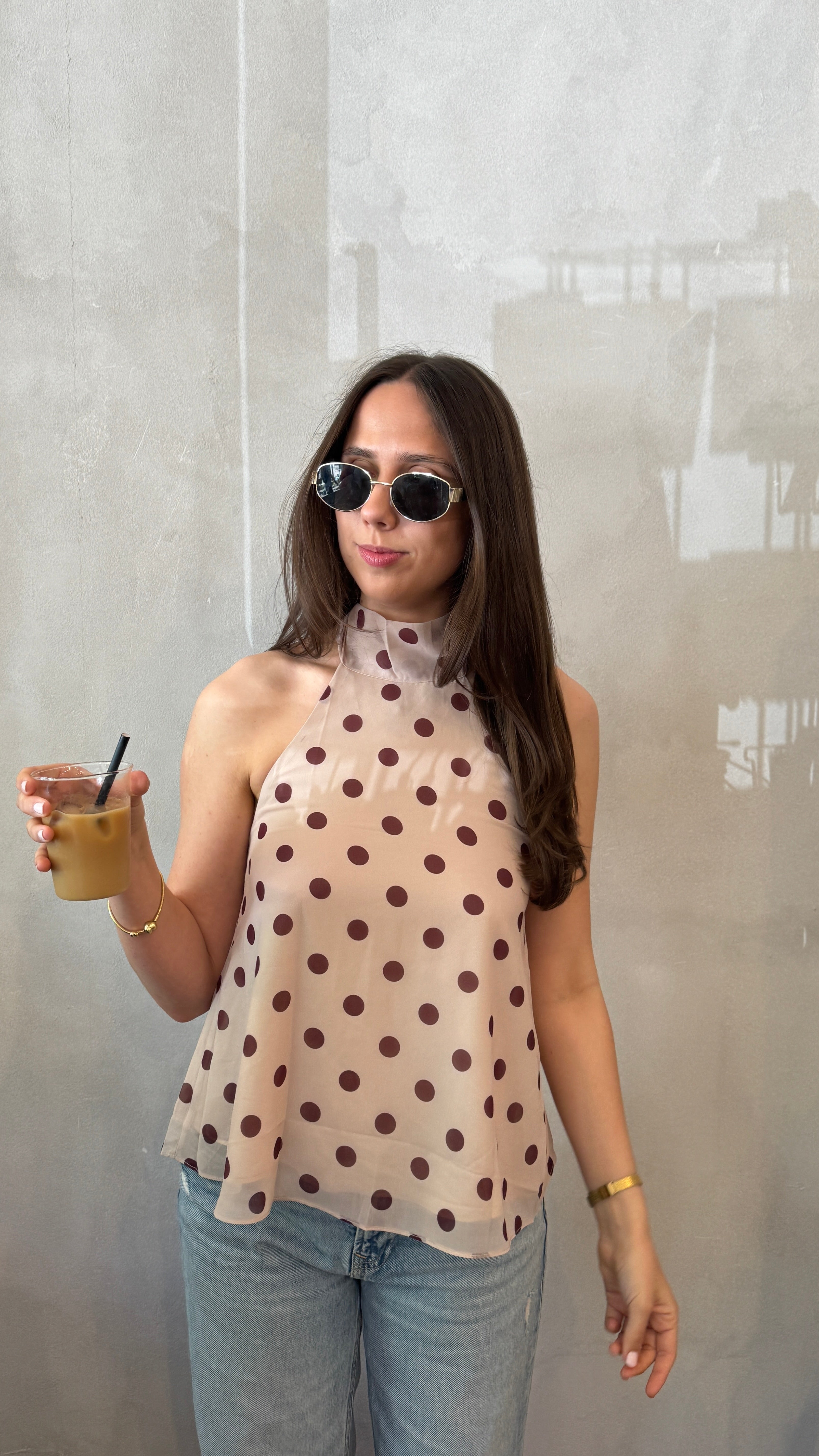 Neckholder Top - LORENA beige