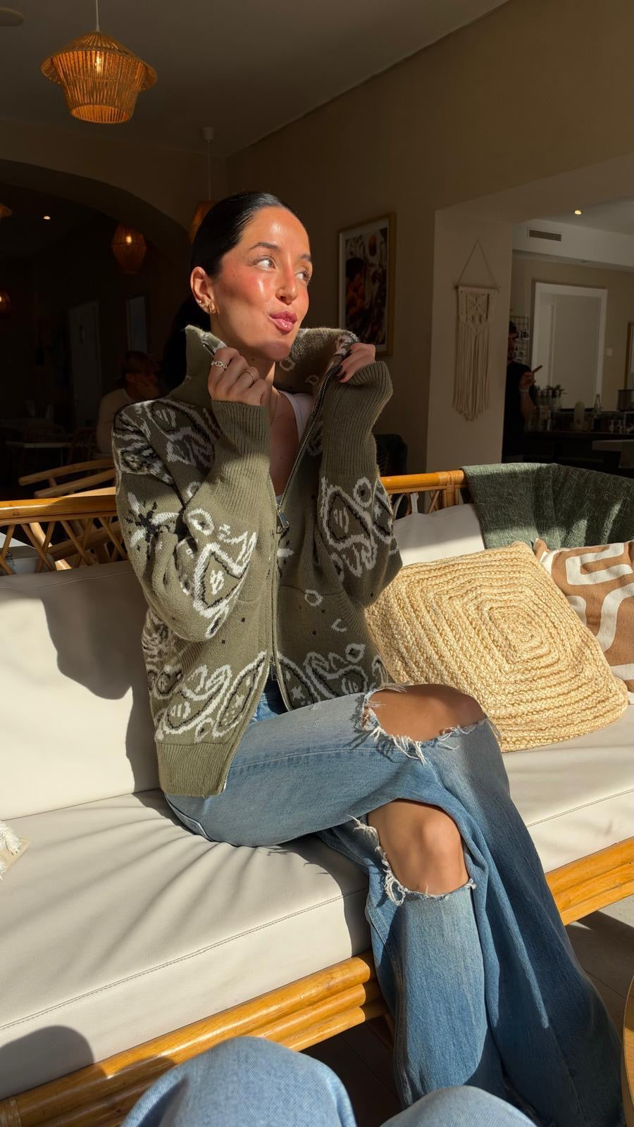 Bandana Strickjacke - LOU grün
