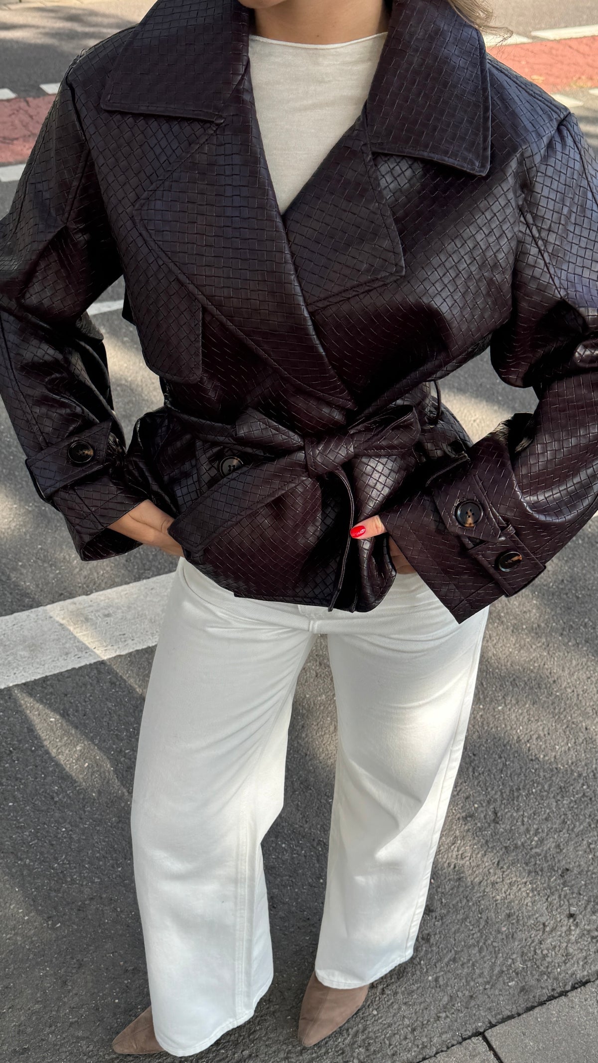 Faux leather jacket - BELLA  burgundy