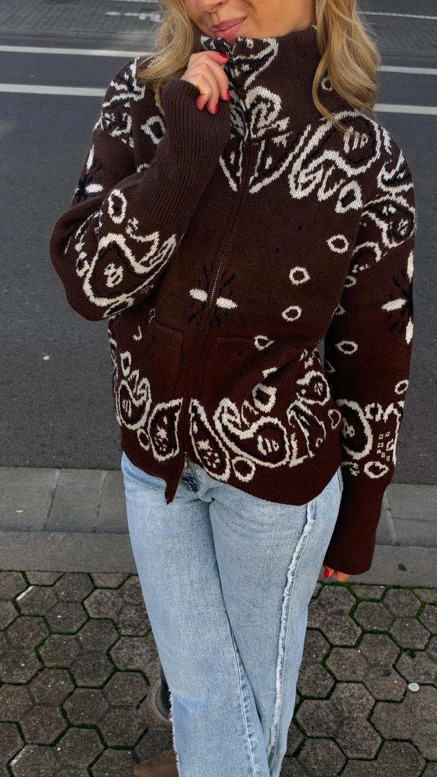 Bandana Strickjacke - LOU braun