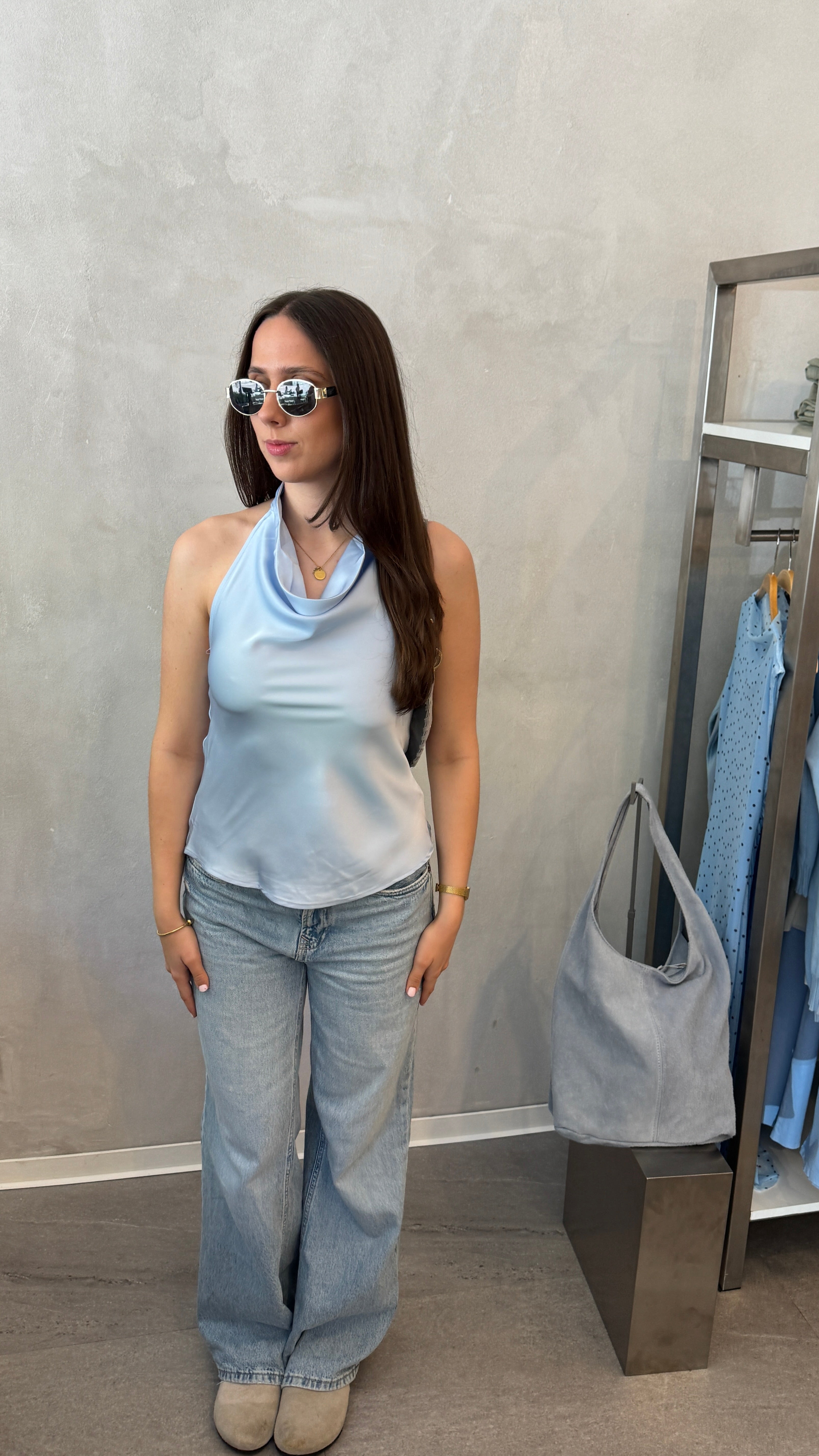 Top in Satinoptik - LUCIA babyblue