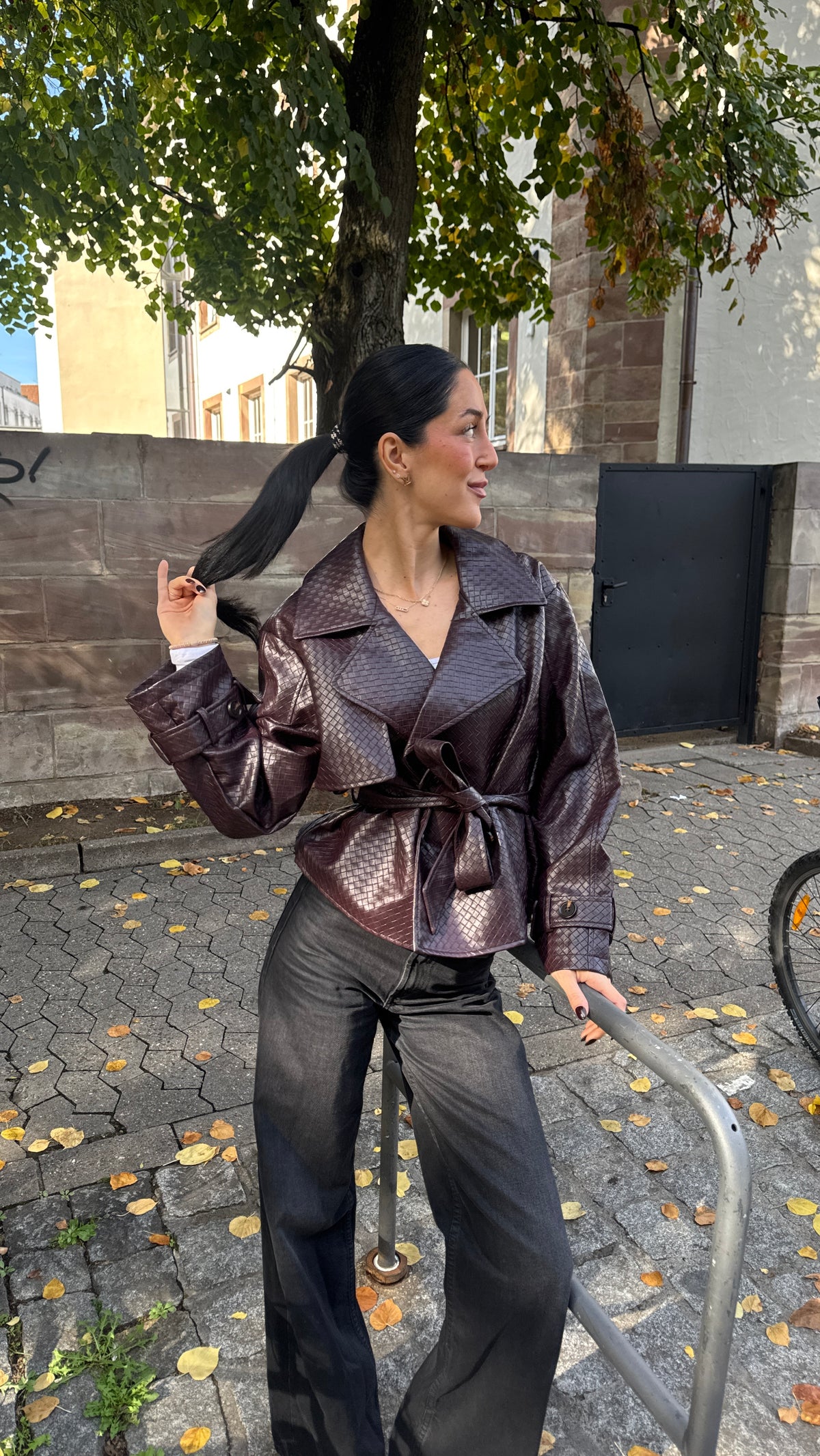 Faux leather jacket - BELLA  burgundy