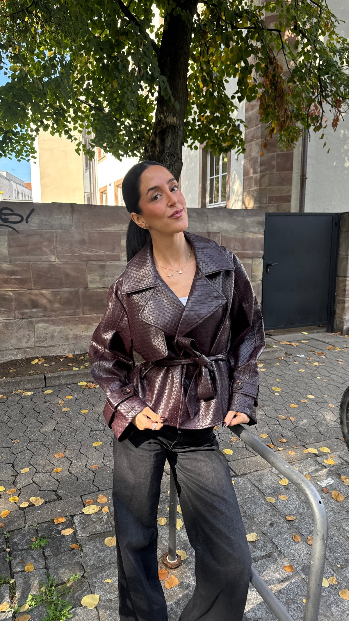 Faux leather jacket - BELLA  burgundy