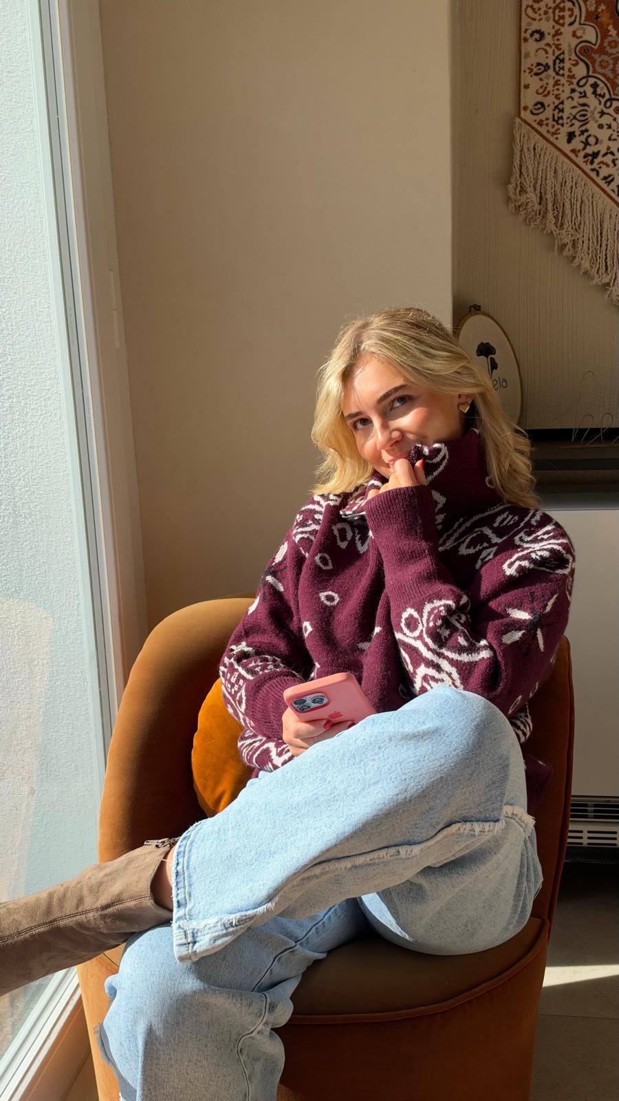 Bandana Strickjacke - LOU bordeaux