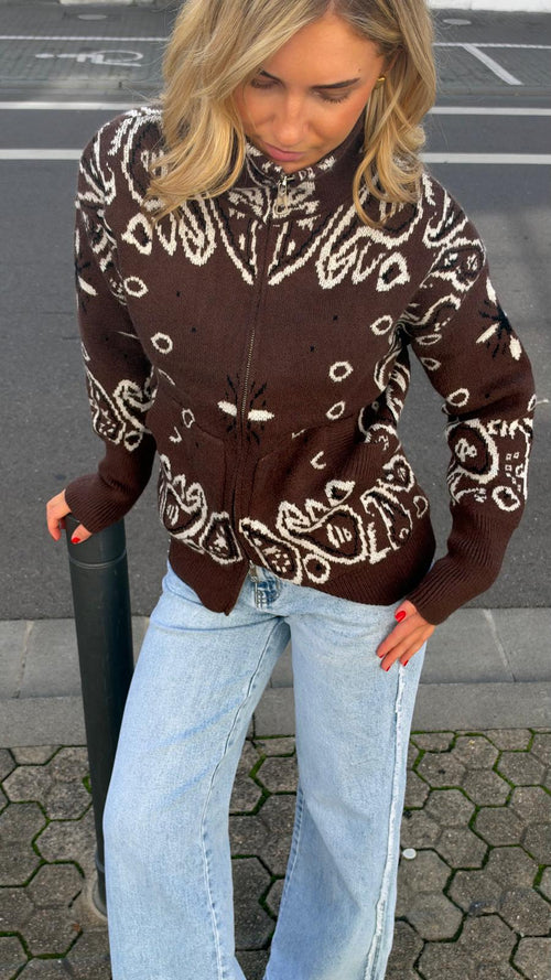 Bandana Strickjacke - LOU braun