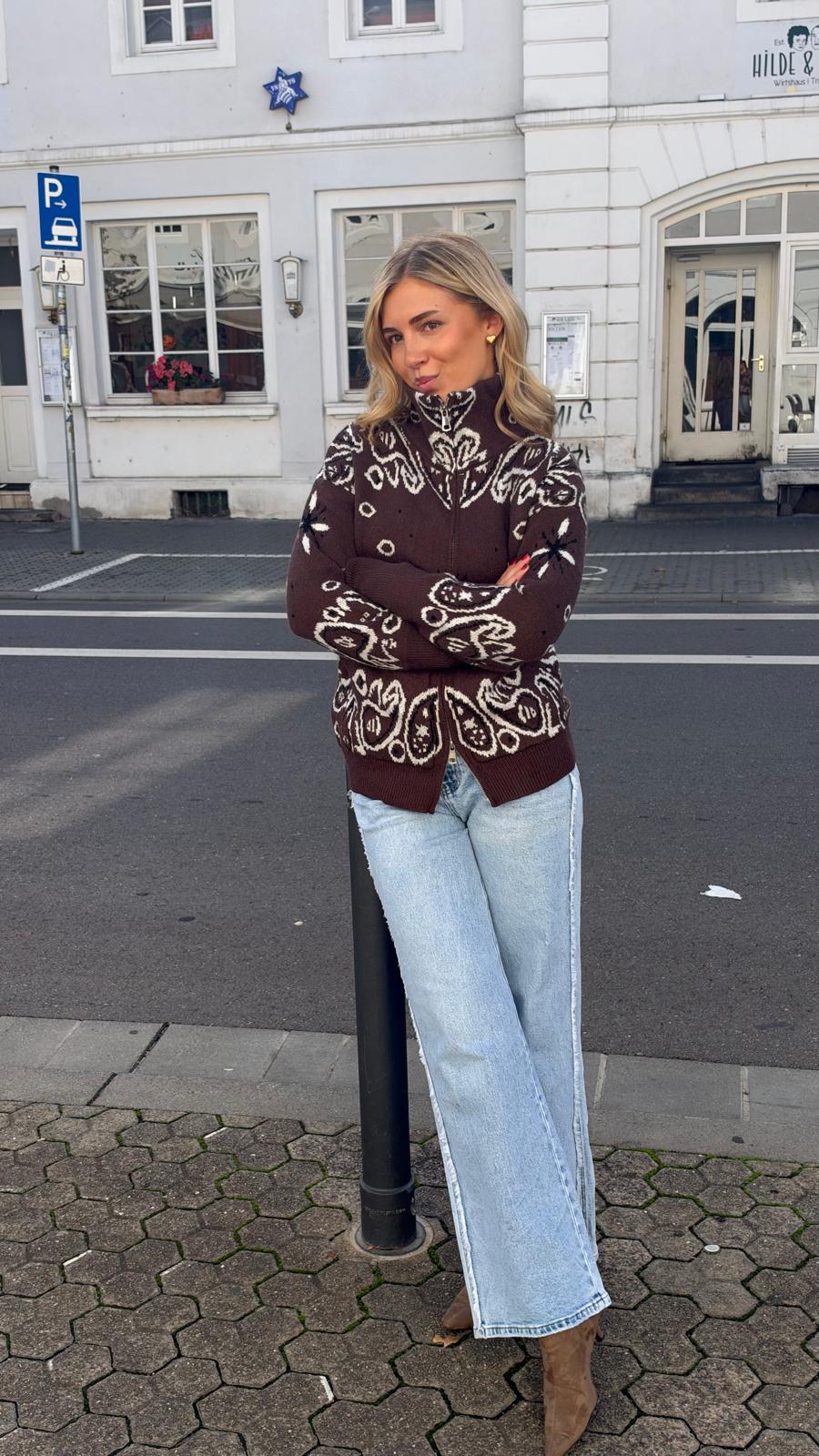 Bandana Strickjacke - LOU braun