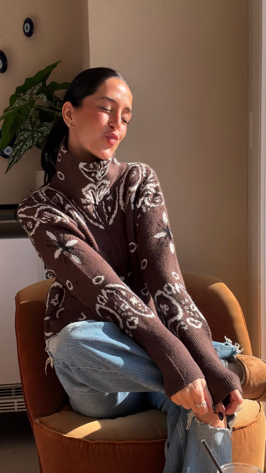 Bandana Strickjacke - LOU braun