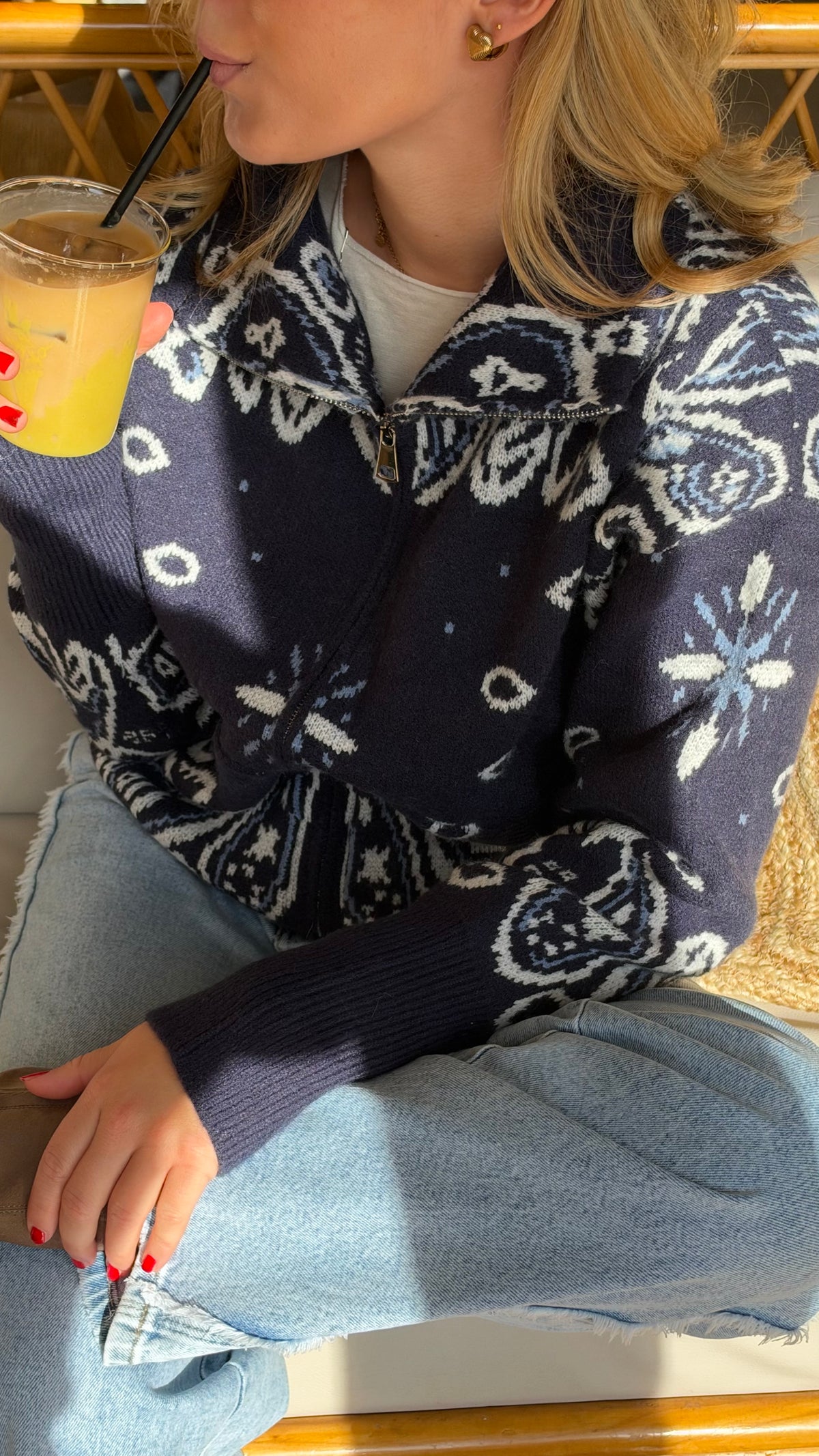 Bandana Strickjacke - LOU blau