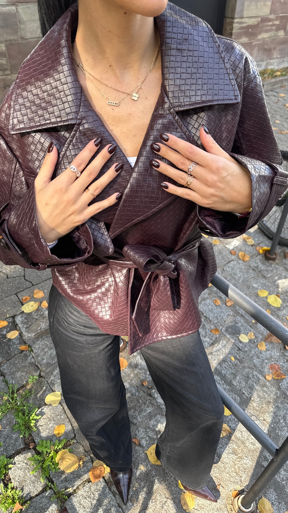 Faux leather jacket - BELLA  burgundy