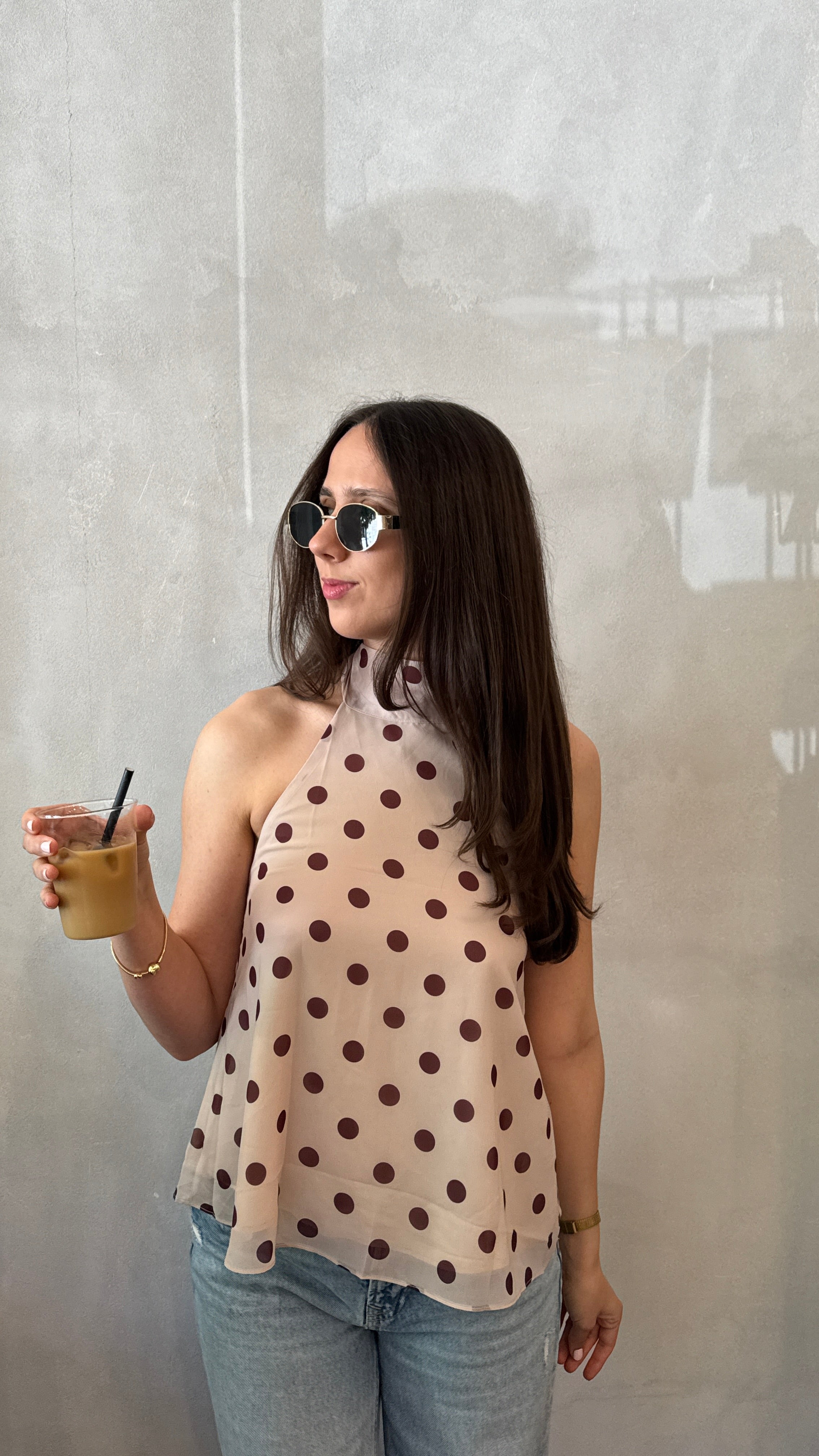 Neckholder Top - LORENA beige