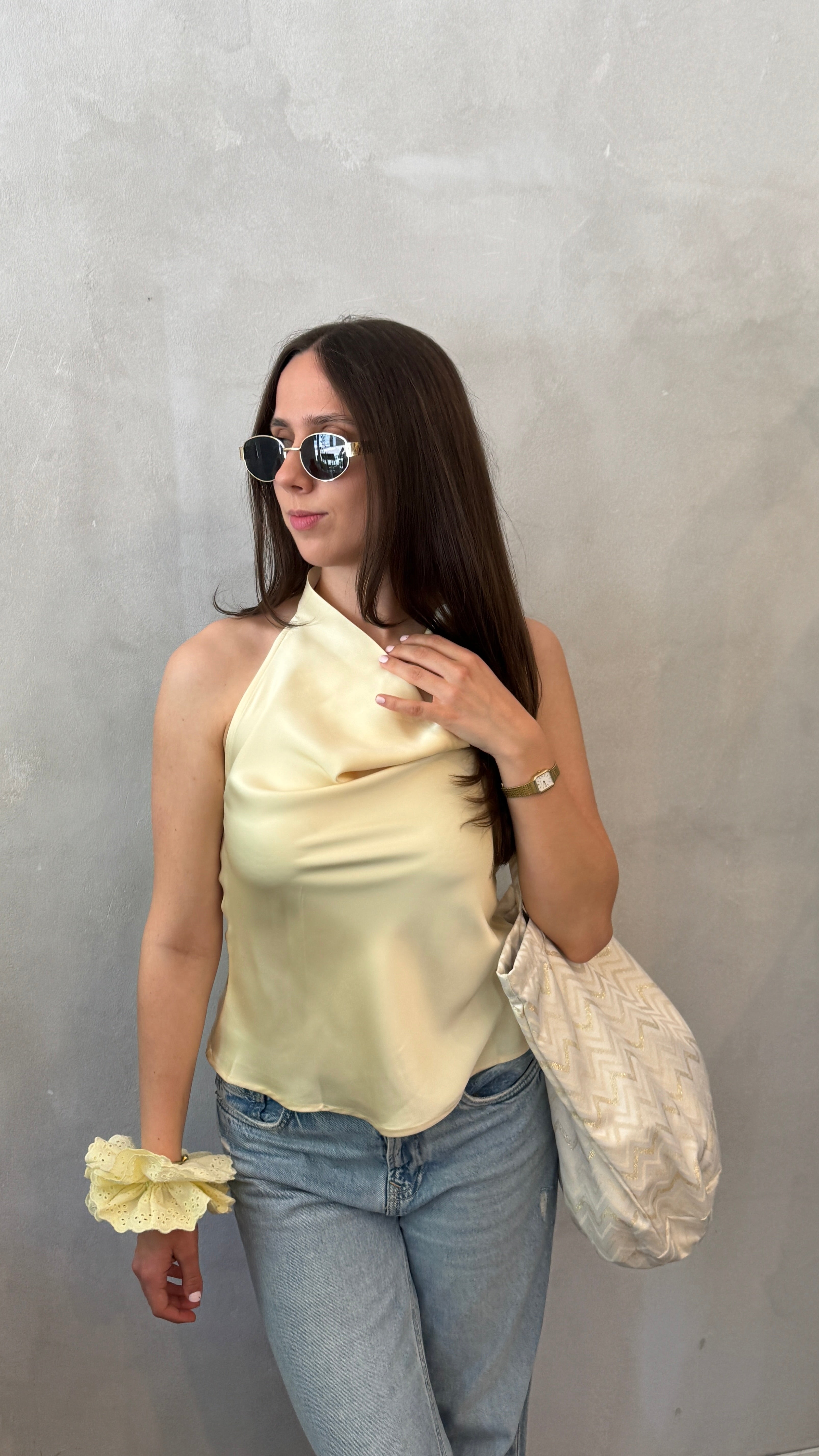 Top in Satinoptik - LUCIA butteryellow